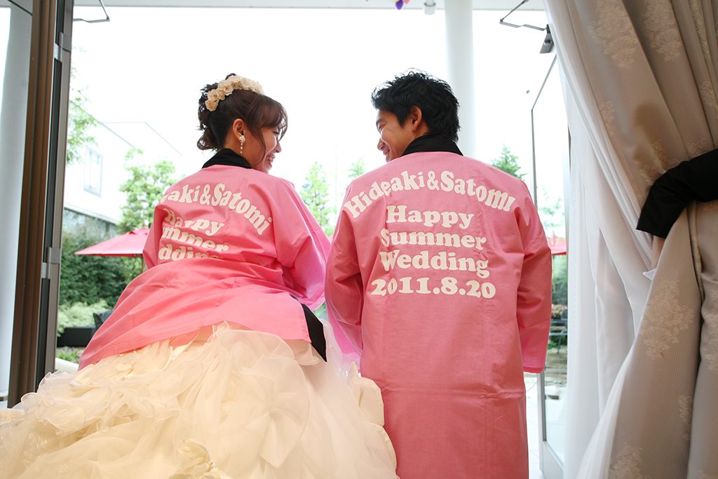 制作例　無地はっぴ【ピンク】フリーサイズ