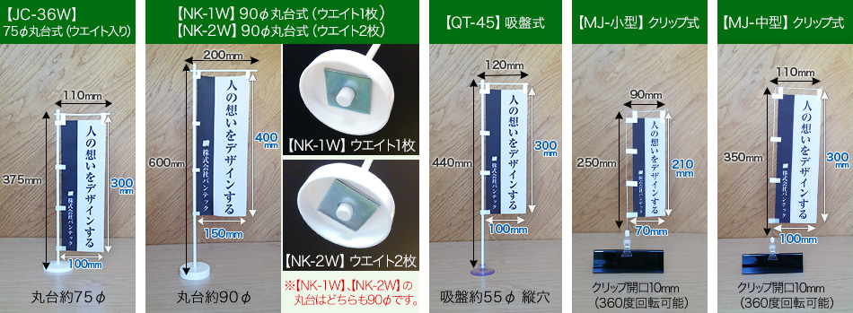 ミニのぼり旗価格と付属品仕様についての画像