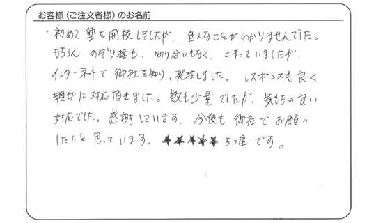 レスポンスも良く親切に対応頂きました。