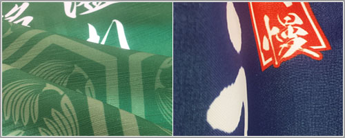昇華転写捺染で製作した生地の拡大画像
