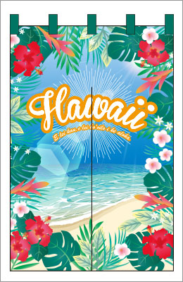 仕切りのれん08【ハワイのれん】