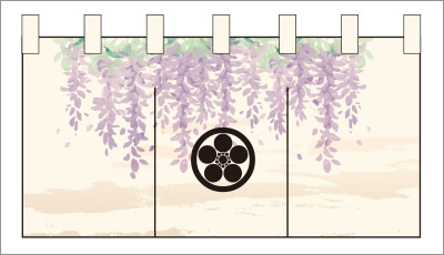 和菓子02【家紋（藤）のれん】