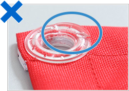 他社の潰れた・割れたハトメ