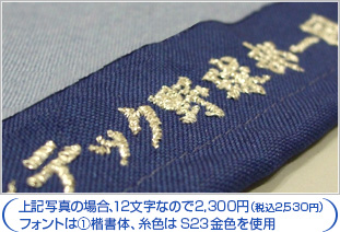 刺しゅう文字部分