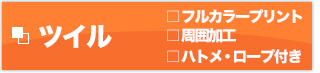 ツイル　フルカラープリント　周囲加工　ハトメ・ロープ付き