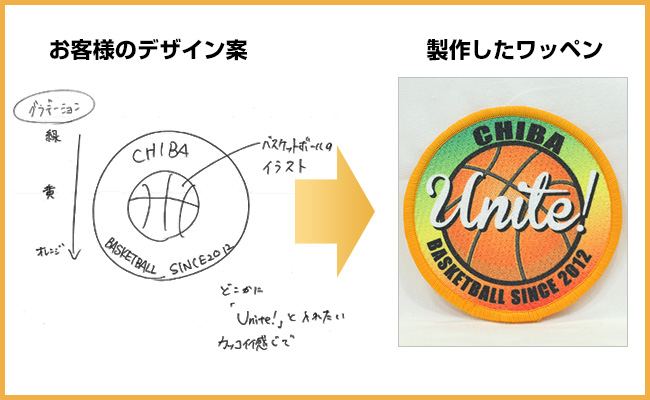 ラフ案から製作したオリジナルワッペンのデザイン例④